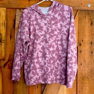 PInk Camo Pullover w/hood & Rose Gold side Zips